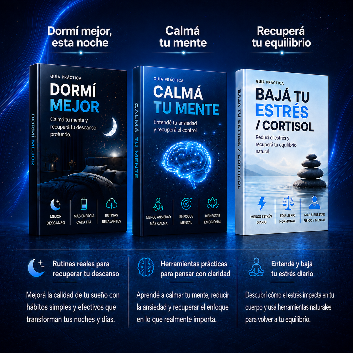 EBOOK: Ansiedad, Sueño & Estrés | Pack de 3 Guías Prácticas
